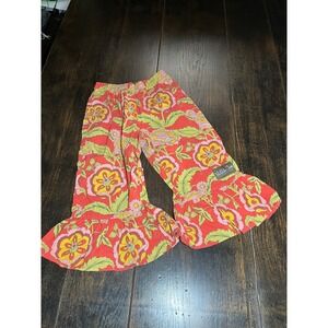 Matilda Jane Serendipity Girls Floral Ruffle Pants Coral Pink Yellow Size 4